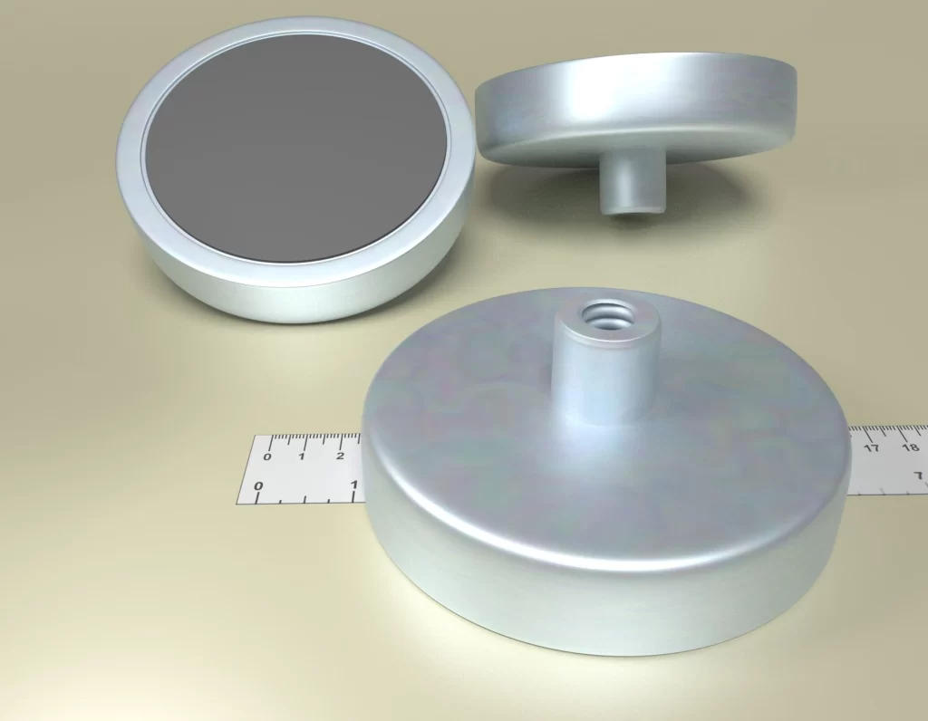 Holding POT HM 124x 26 Ferrite magnet with threaded-bush M14 Total Height 50