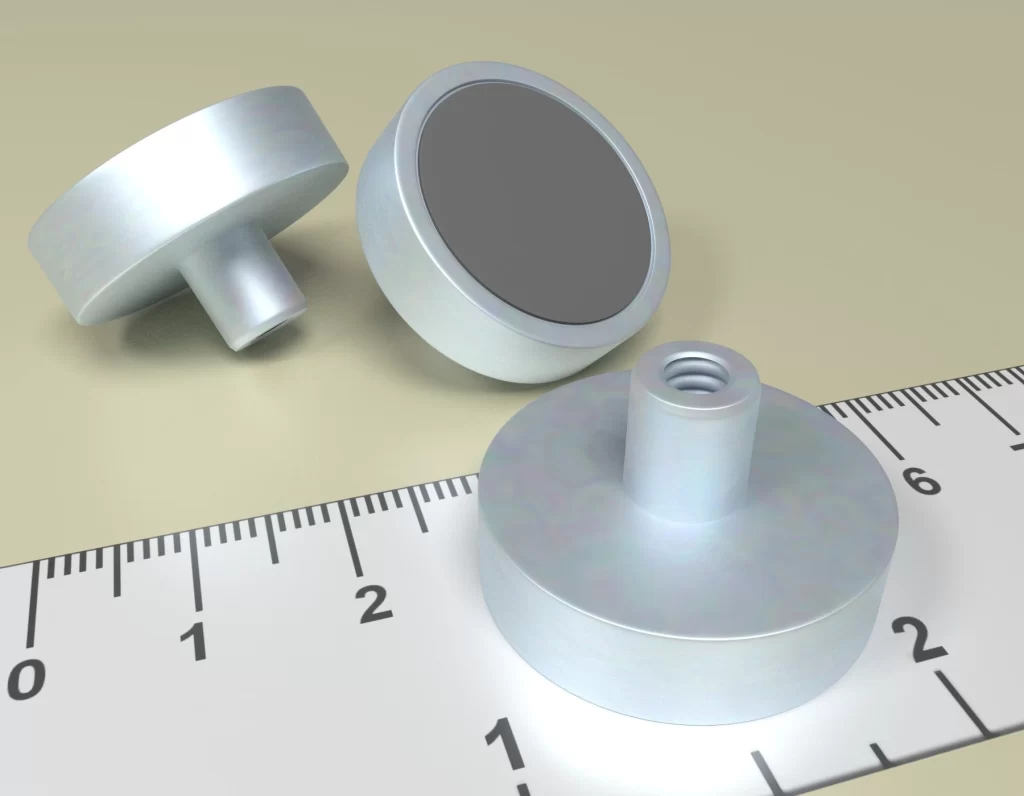 Holding POT HM 25x 7 Ferrite magnet with threaded-bush M4 Total Height 15
