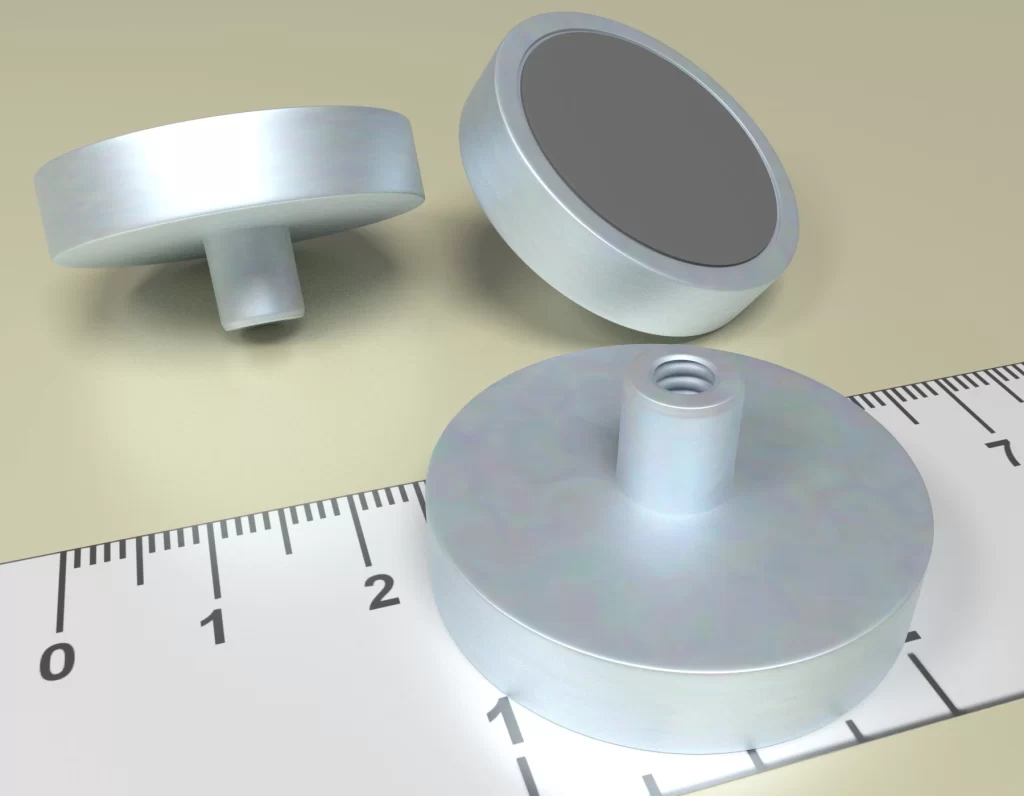 Holding POT HM 32x 7 Ferrite magnet with threaded-bush M4 Total Height 15