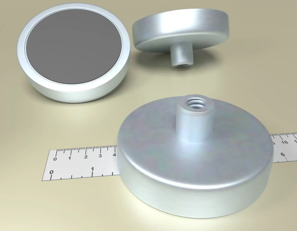 Holding POT HM 97x 22 Ferrite magnet with threaded-bush M12 Total Height 43