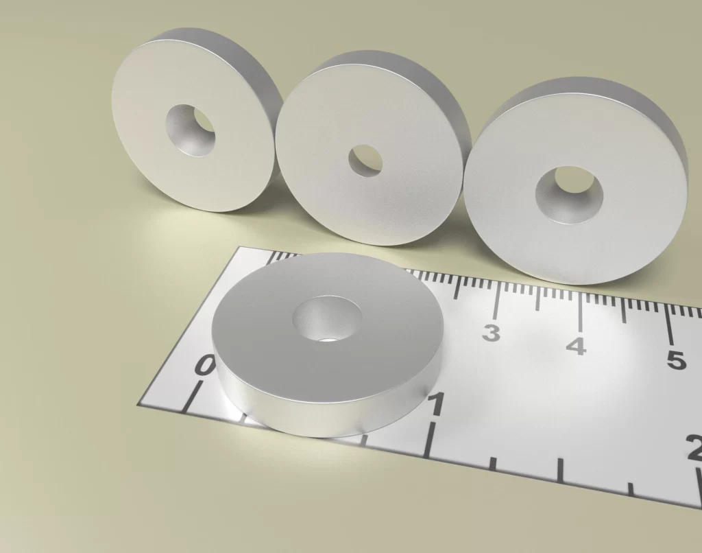 Neodymium Ring Magnet with screw hole D25 x d7,5/4,5 x 5 / N38 - NdFeB