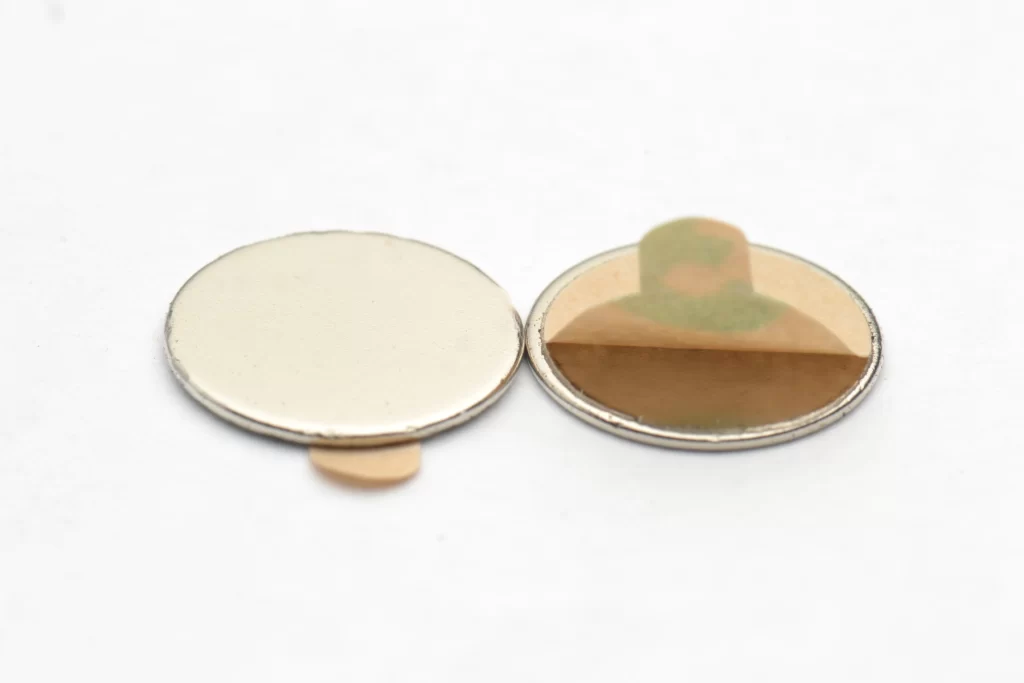 Neodymium Disc Magnet with one side  self adhesive D12 x 2 / N38 - NdFeB