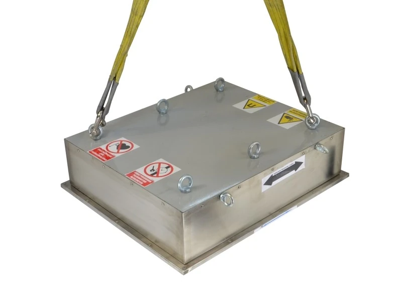 Magnetic block for iron separation  MB 750x630x183 / F withcleanout plate