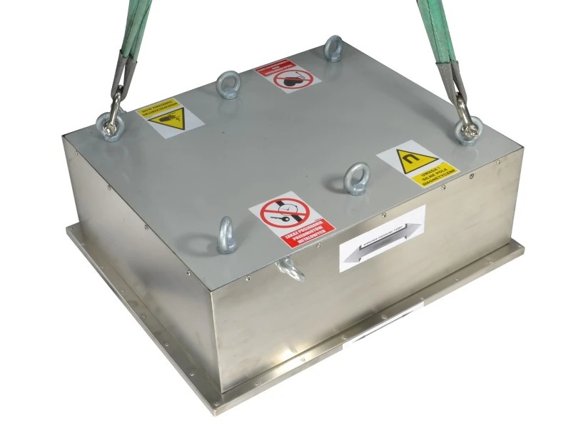 Magnetic block for iron separation  MB 750x630x253 / F with cleanout plate