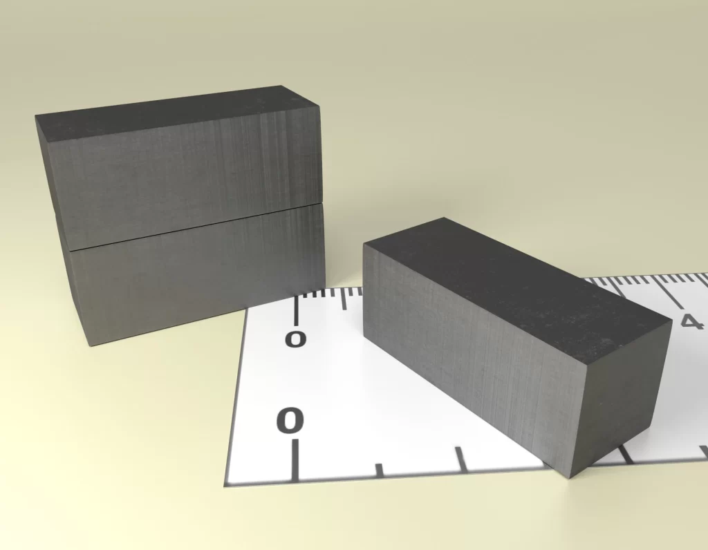 Block Dauermagnete Ferrite 25 x 10 x 10 / F30 Haltekraft Max. = 0.97 Kg. Axiale Magnetisierung [entlang der Höhe]