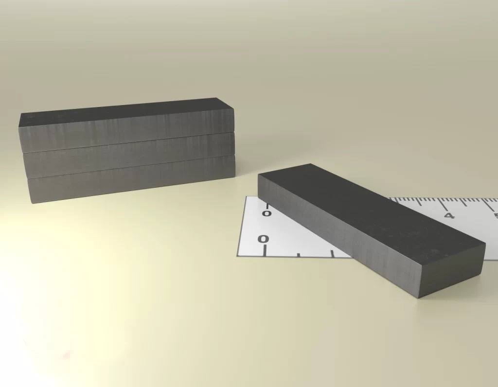 Block Dauermagnete Ferrite 50 x 15 x 6 / F30 Haltekraft Max. = 1.55 Kg. Axiale Magnetisierung [entlang der Höhe]